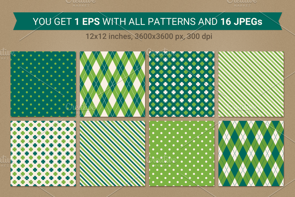 St. Patrick's Day seamless patterns preview 3