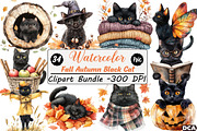 Fall Autumn Black Cat Clipart, an Illustration by DreamCafeArt (Thumbnail 1 of 6)