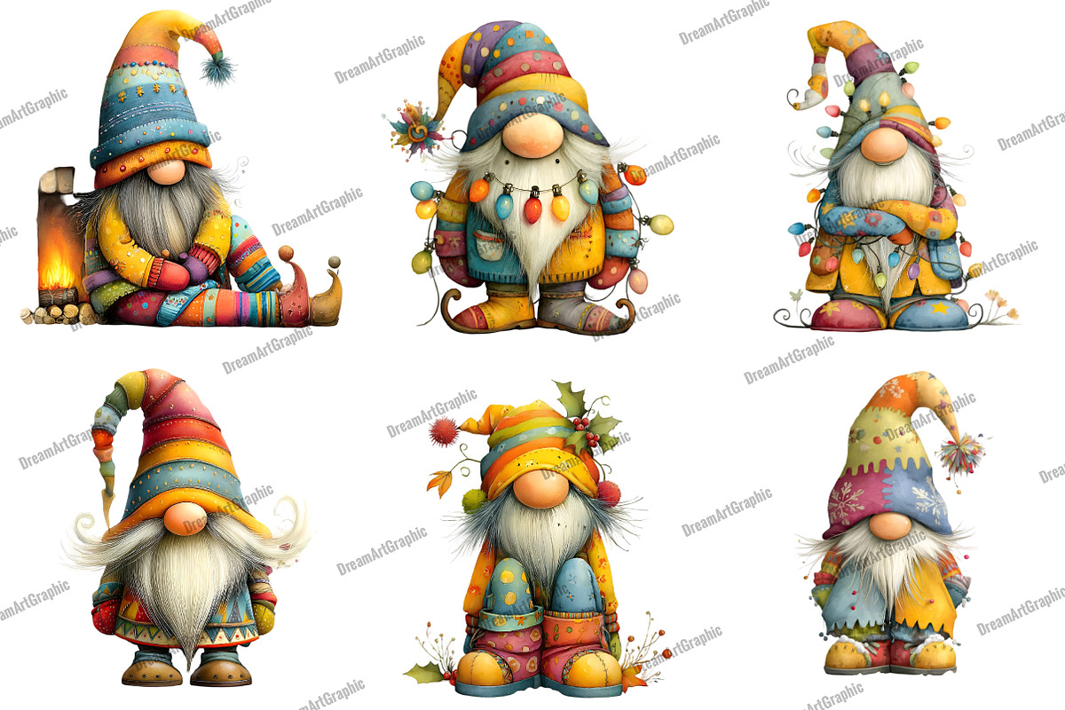 Whimsical Gnome Clipart, an Illustration by DreamArtGraphic (Photo 5 of 5)
