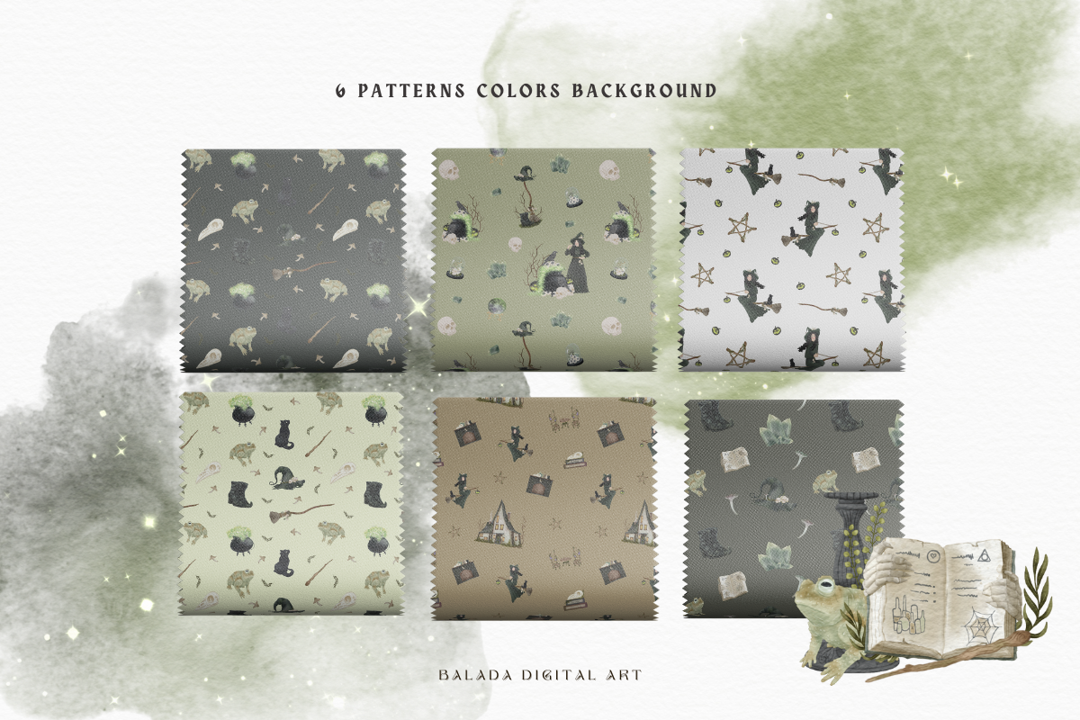 Vintage Witch Seamless Patterns, a Pattern Graphic by Balada Digital Art (Photo 3 of 7)