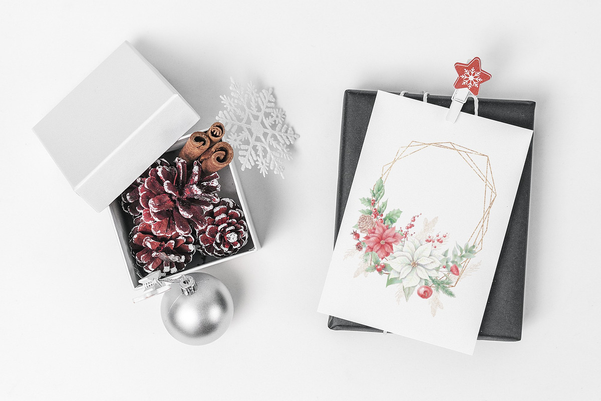 Christmas watercolor gold frames, a Decorative Illustration by Yuliya Art (Photo 6 of 10)