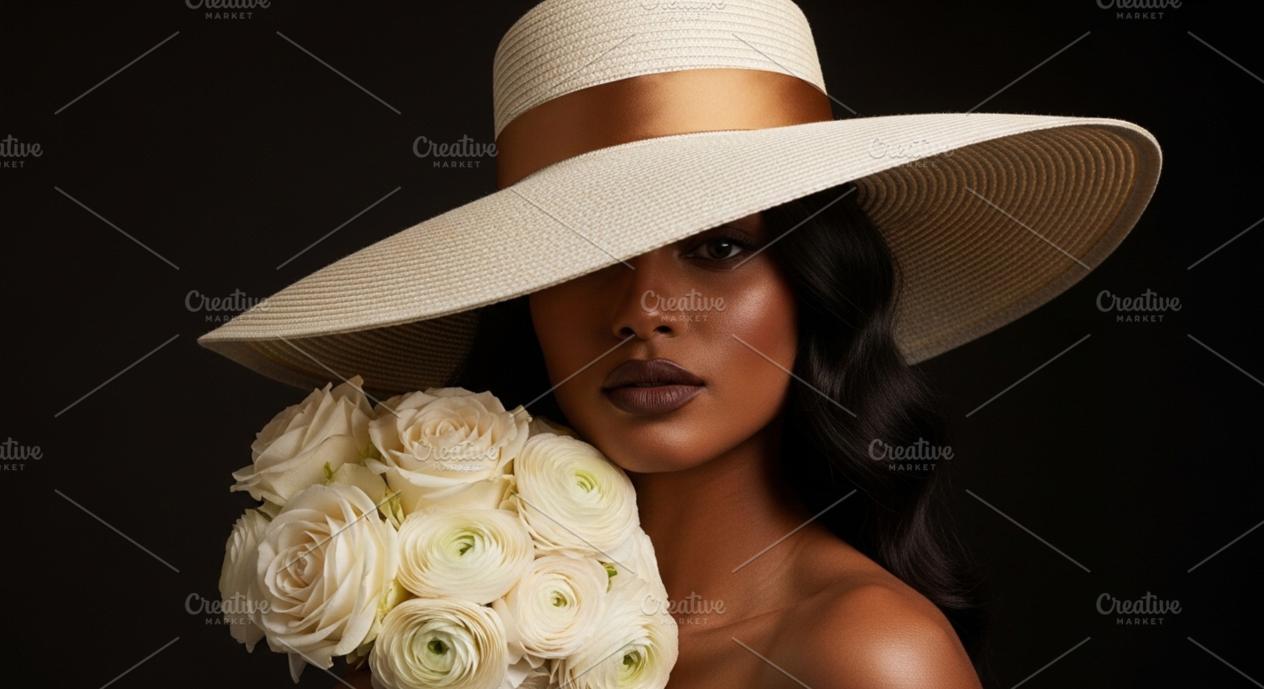 Ivory Hat Portrait, White Roses, a Person Photo by thepslr