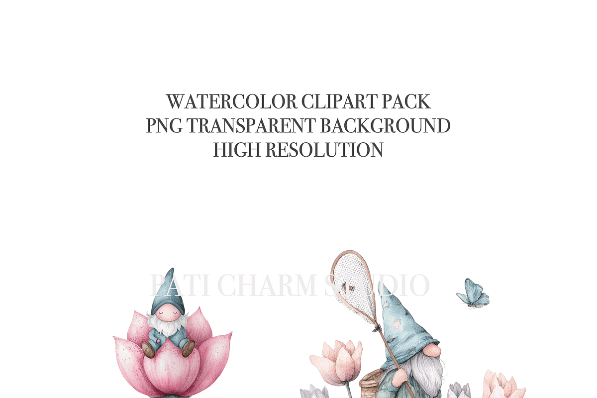 Spring Gnomes Clipart Set, a Decorative Illustration by Pati Charm Studio (Photo 4 of 8)