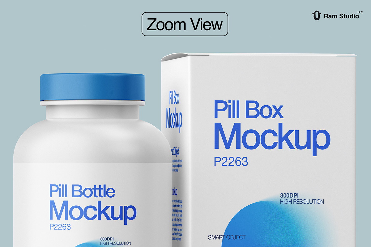 Pill Bottle and Box Packaging Mockup, a Packaging Mockup by Ram Studio LLC (Photo 11 of 13)