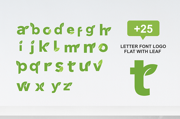 25 letter font logo flat with leaf preview 2