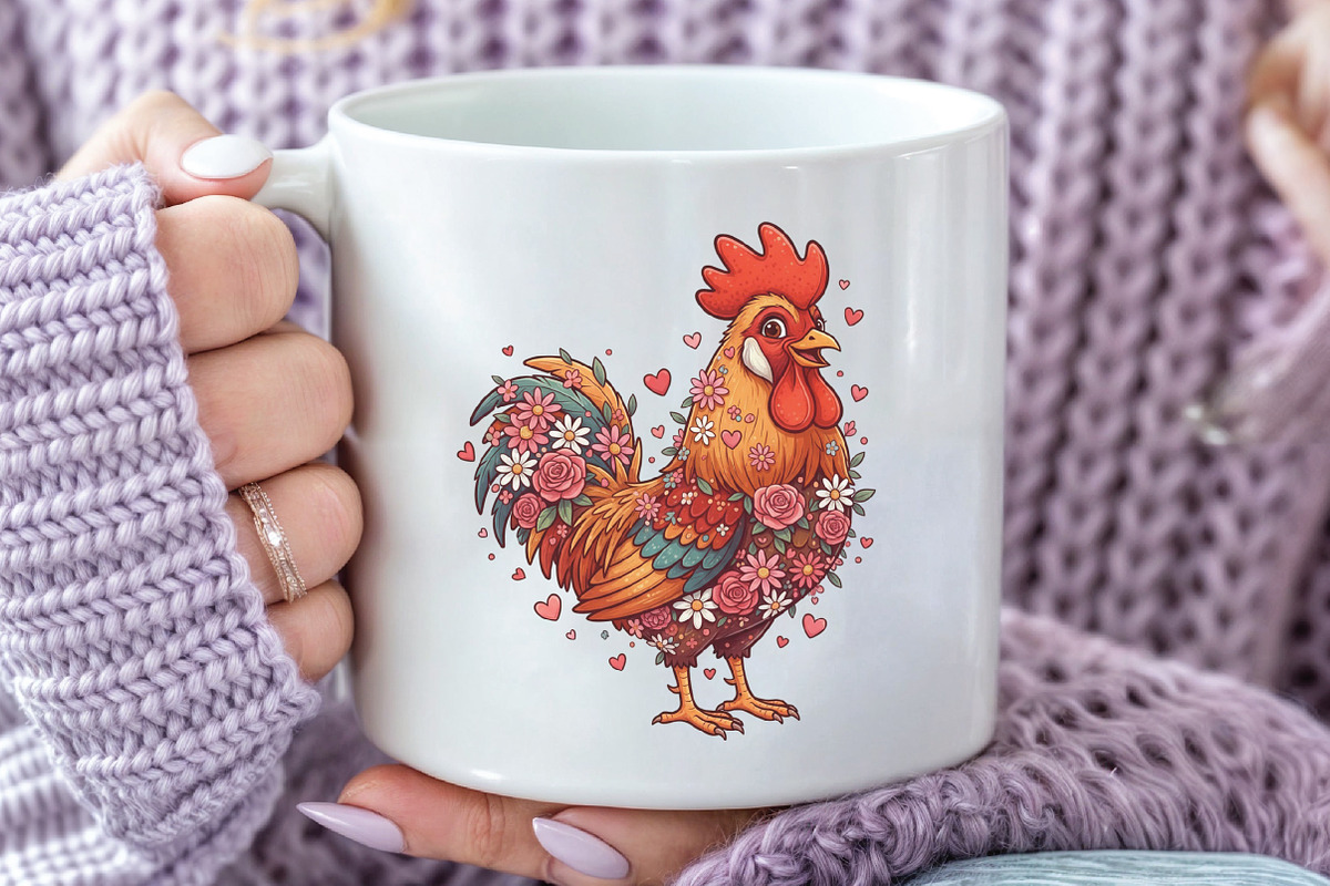 Western Floral Chicken Valentine PNG, an Illustration by CraftArtStudio (Photo 2 of 4)