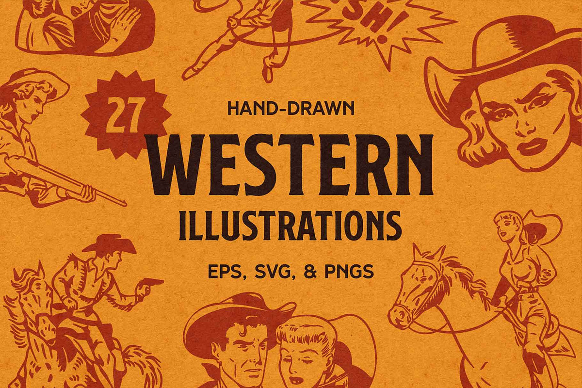Western Illustrations Retro Bundle, a Graphic by FM Era Studio (Photo 1 of 6)