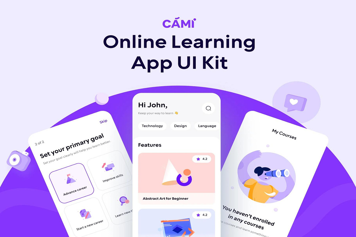 Cami - Online Learning App UI Kit, an UI Kit Template by Lumina_ui_ux202 (Photo 1 of 4)