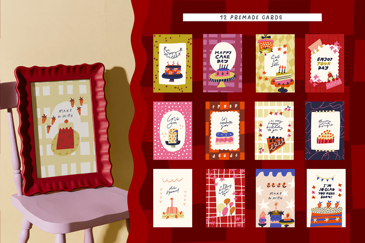 Piece of Cake Birthday Cake Clipart, a Decorative Illustration by Olia (Photo 9 of 19)