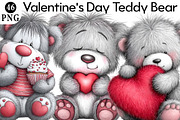 Valentine's Day Teddy Bear Clipart, an Illustration by Daily.Designs (Thumbnail 1 of 5)