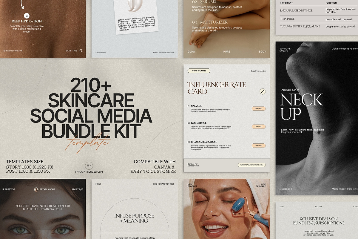 Skincare Story & Post Canva Kit