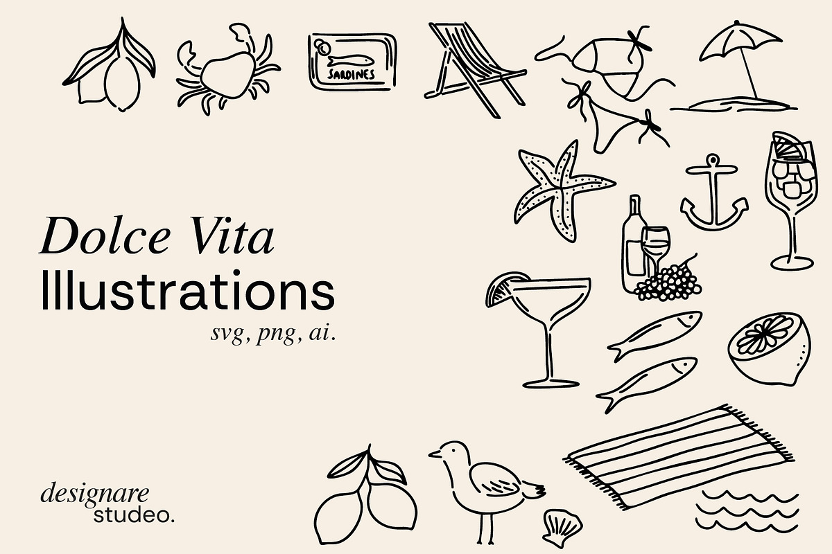 Dolce Vita Illustrations, a Decorative Illustration by ginni illustrations (Photo 1 of 6)