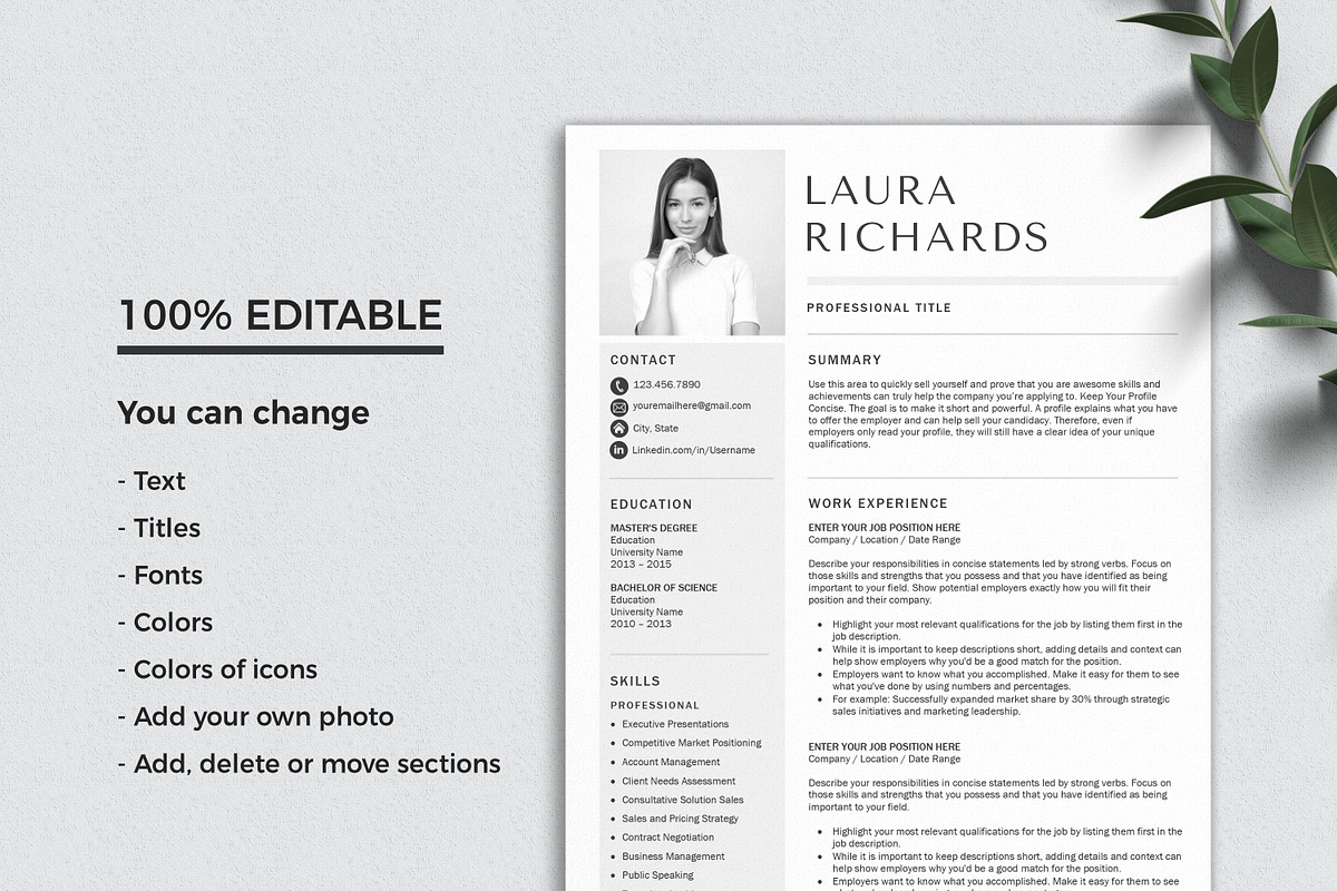 Resume Template CV + Cover Letter, a Resume Template by Klamp Studio (Photo 5 of 7)