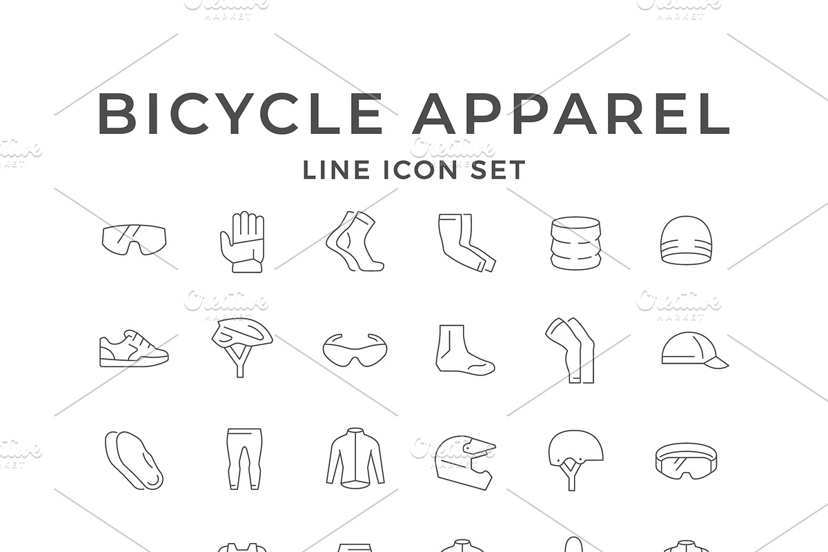 Set line icons of bicycle apparel, an Outline Icon by motorama (Photo 1 of 2)