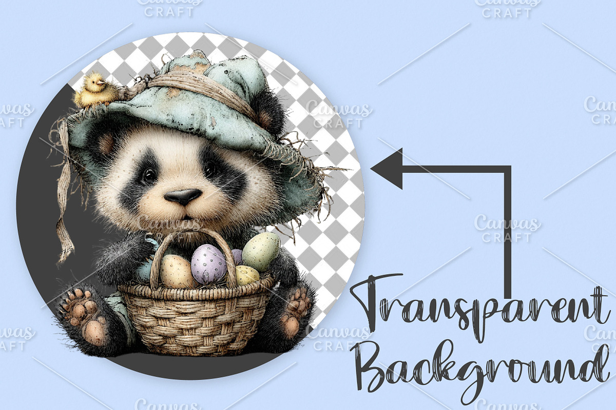 Whimsical Easter Panda Clipart PNG, an Illustration by Canvas Craft (Photo 2 of 7)