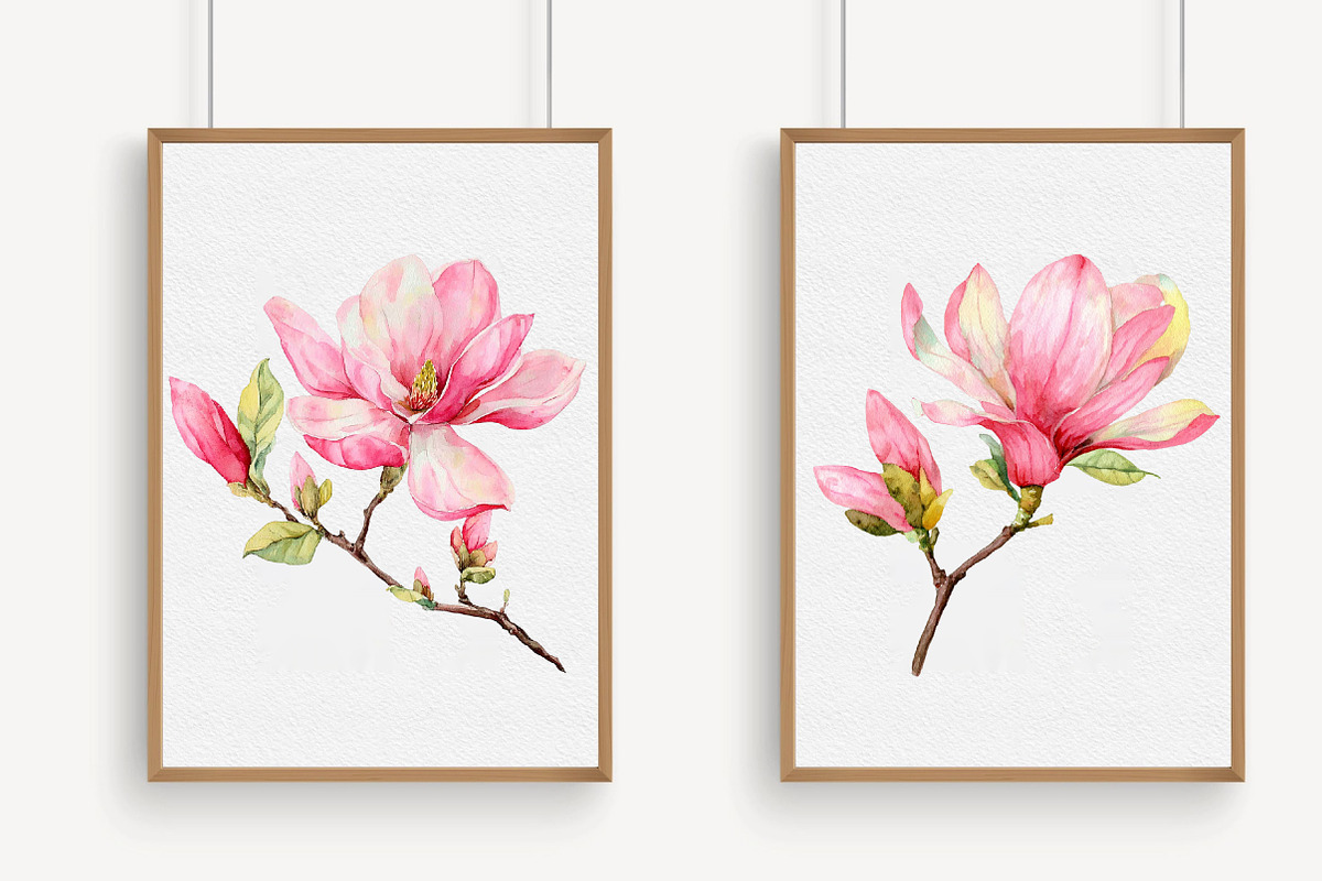 Watercolor Pink Magnolia clipart, an Illustration by Libby Wishes (Photo 2 of 7)