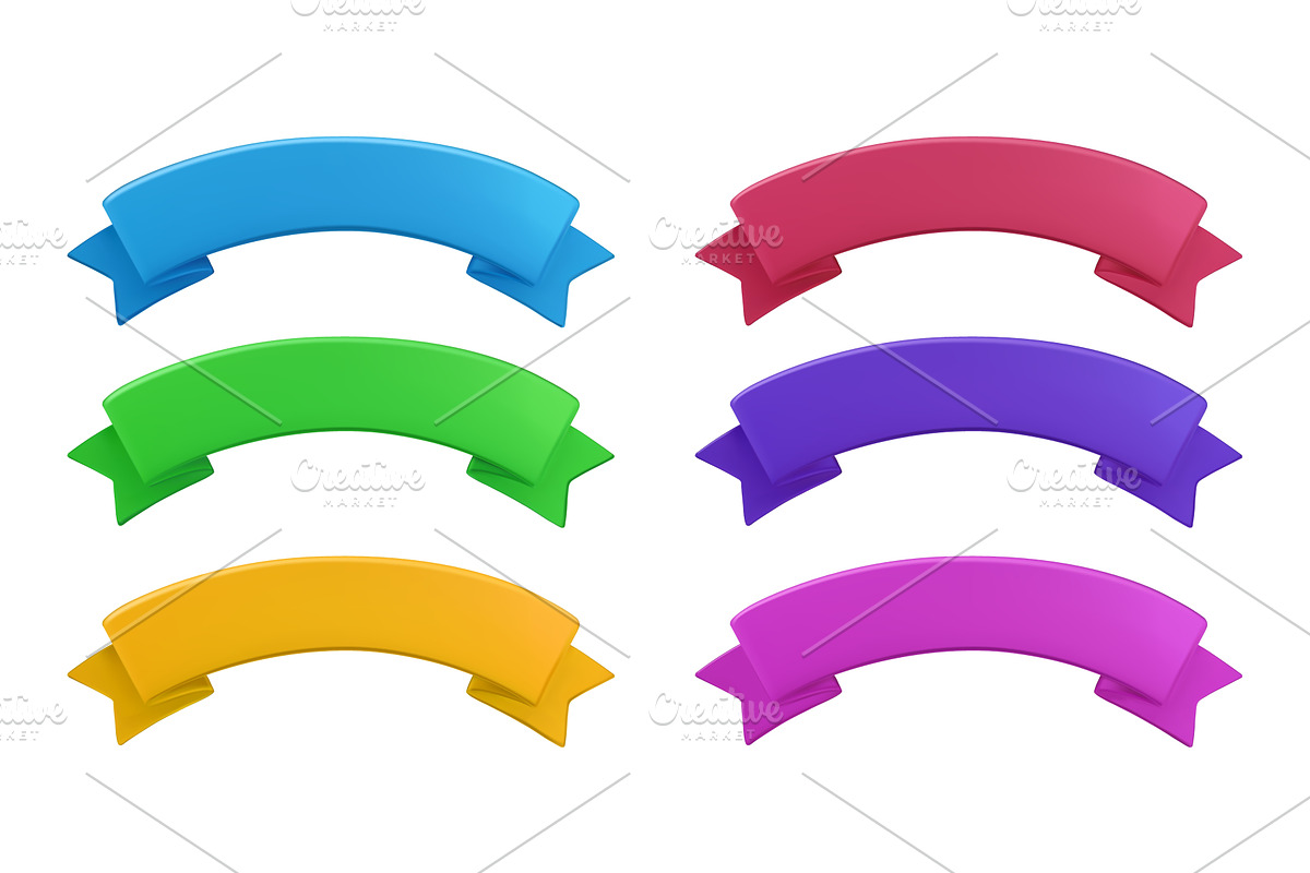 Colorful 3D ribbon banners. Blank, an Object Illustration by winwin.art