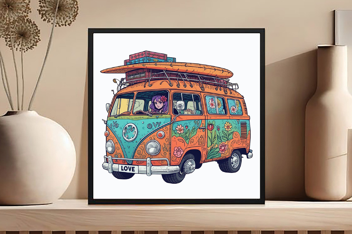 Happy Summer Van Clipart, an Illustration by DreamCafeArt (Photo 4 of 7)