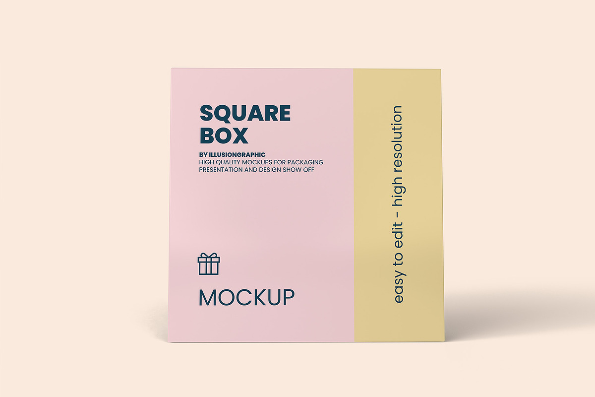 Square Box with Lid Mockups 10 Views, a Packaging Mockup by Illusiongraphic (Photo 10 of 21)