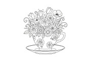 Floral Teacup Line Art Bundle, an Illustration by Gfx_Store (Thumbnail 32 of 51)