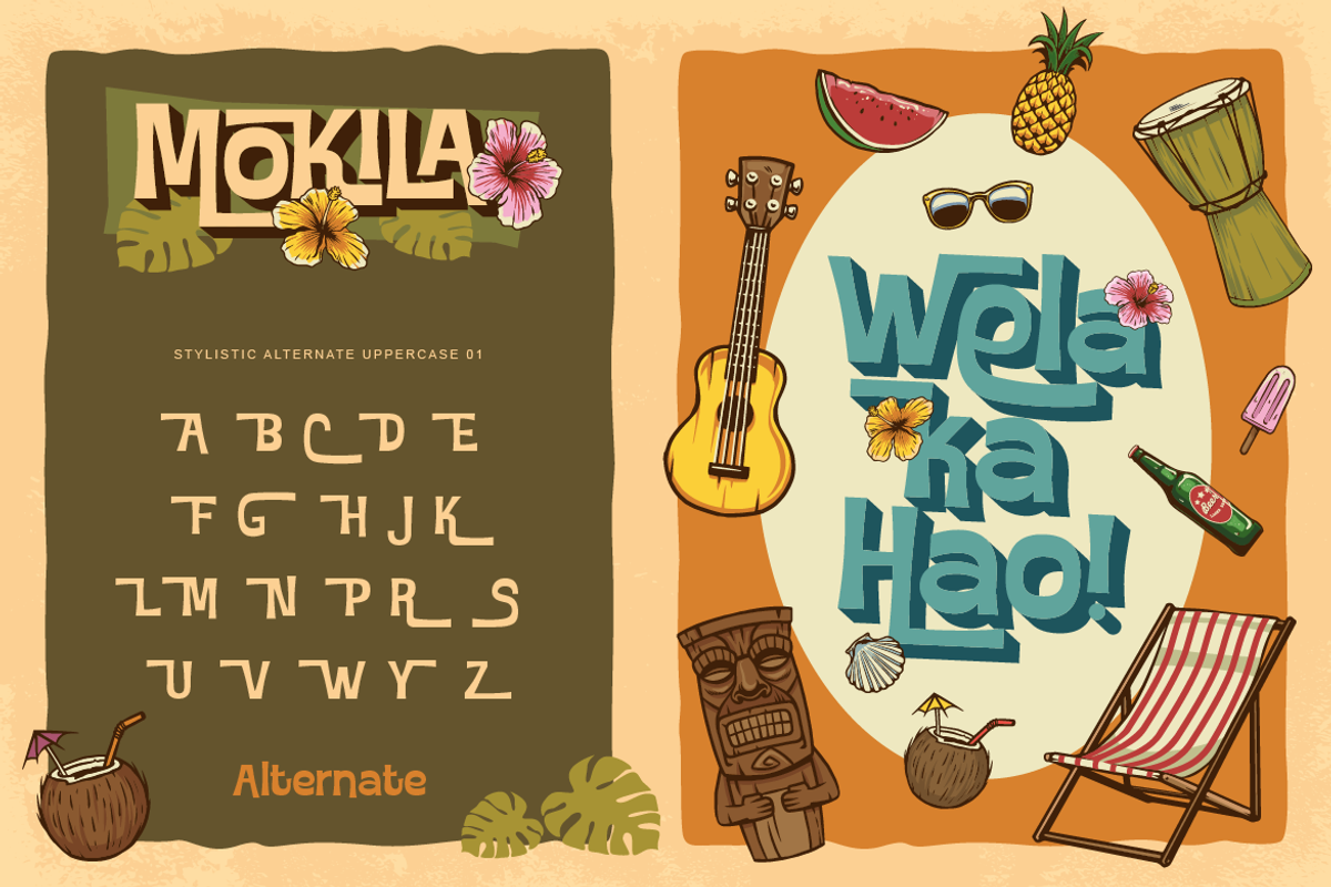 Mokila - Hawaiian Display Typeface, a Sans Serif Font by Burntilldead (Photo 9 of 12)