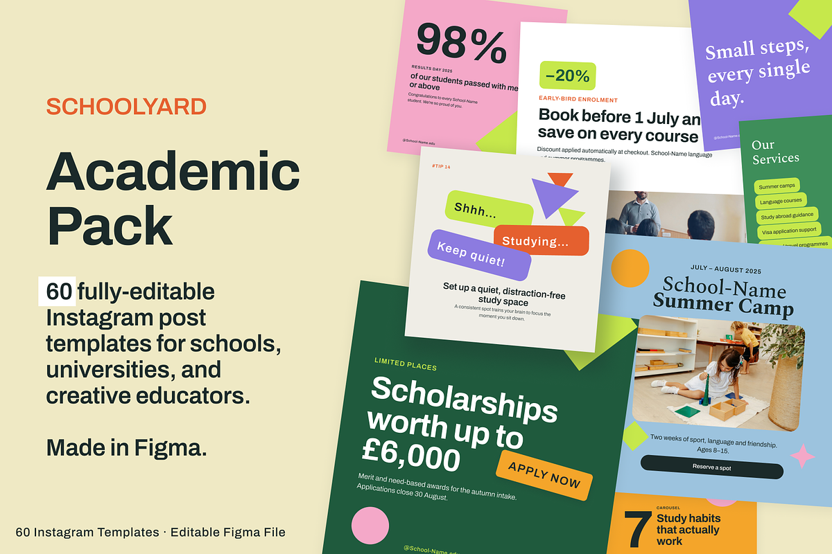 60 Academic instagram -Canva & Figma, a Social Media Template by xStudio (Photo 1 of 6)
