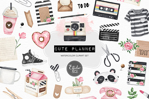 Cute Planner Watercolor Set