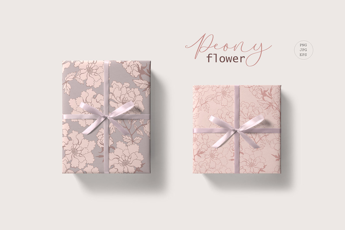 Peony flower pattern, a Pattern Graphic by Polanika (Photo 5 of 12)
