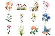 Wild Flowers Nature Clipart, an Illustration by DreamArtGraphic (Thumbnail 3 of 4)