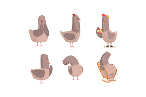Funny Grey Pigeons Cartoon, an Animal Illustration by TopVectors