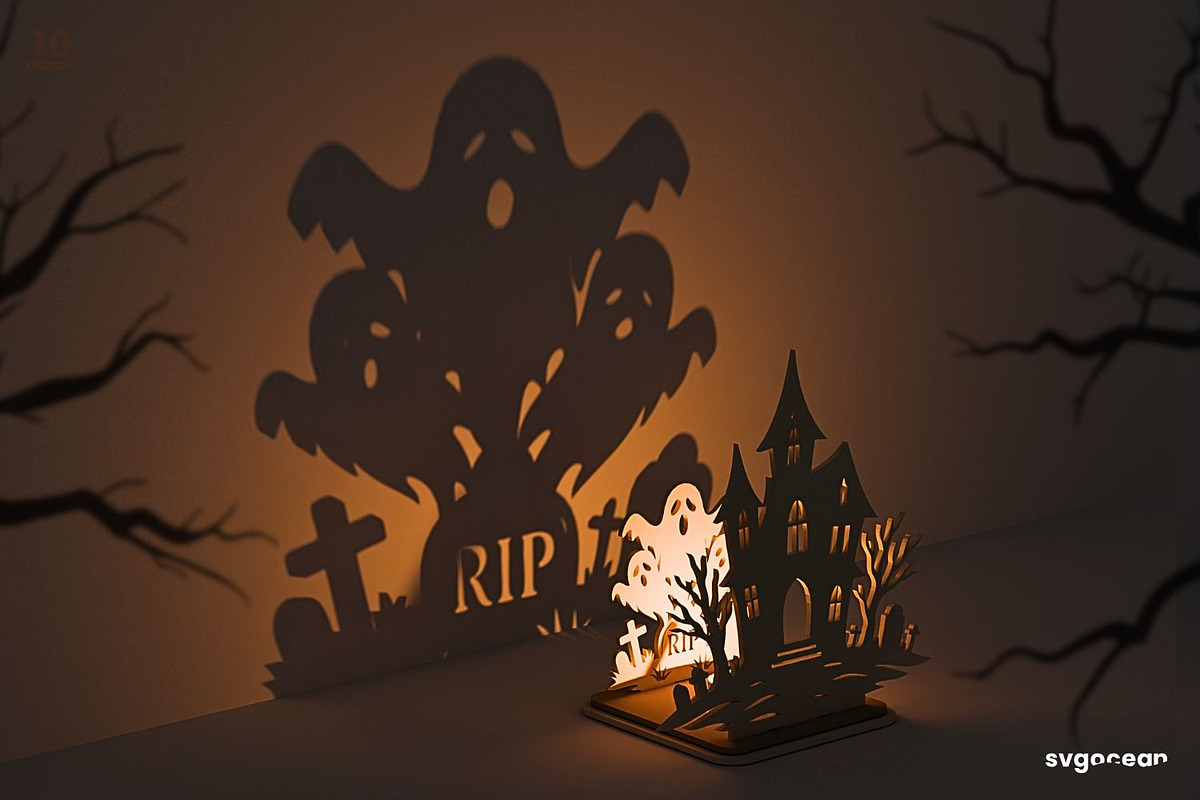 Halloween Shadow Candle Holders, a Decorative Illustration by svgocean (Photo 10 of 14)