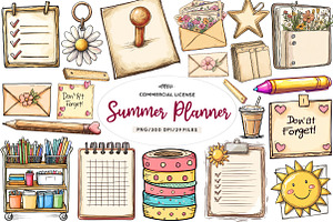 Summer Planner Clipart, an Illustration by CreationArt