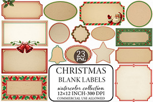 Vintage Christmas Blank Labels, an Illustration by Libby Wishes