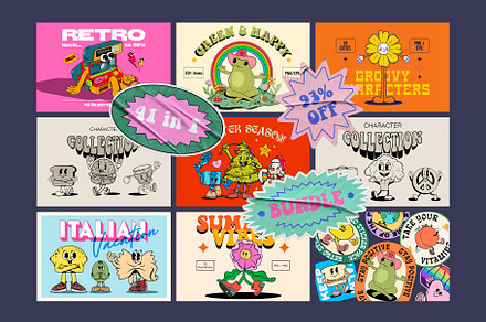Retro Character Bundle - 93% OFF, a Graphic by Alina Sh