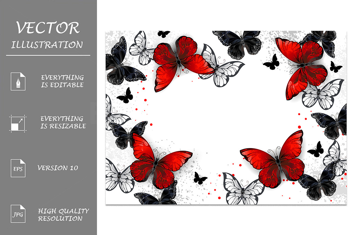 Red butterflies on white background, a Decorative Illustration by blackmoon9 (Photo 1 of 3)