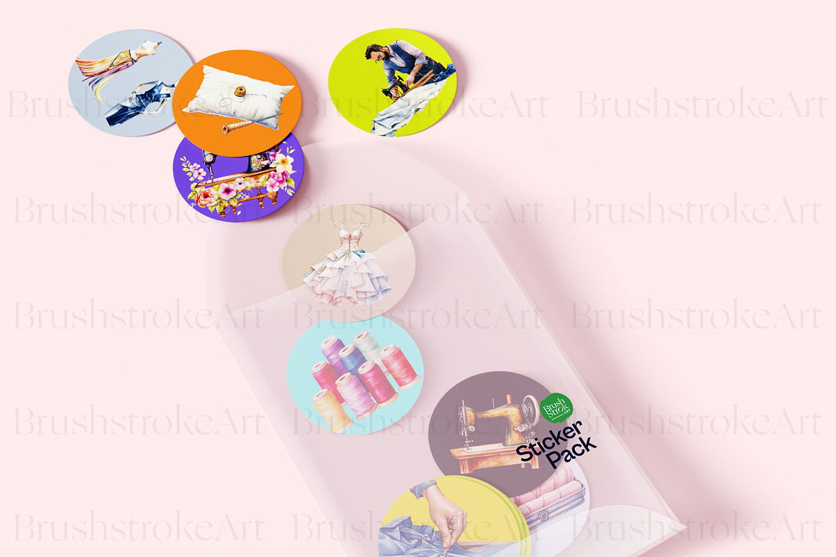 Watercolor Sewing Clipart, Supplies, a Work Illustration by BrushstrokeArtGB (Photo 9 of 9)