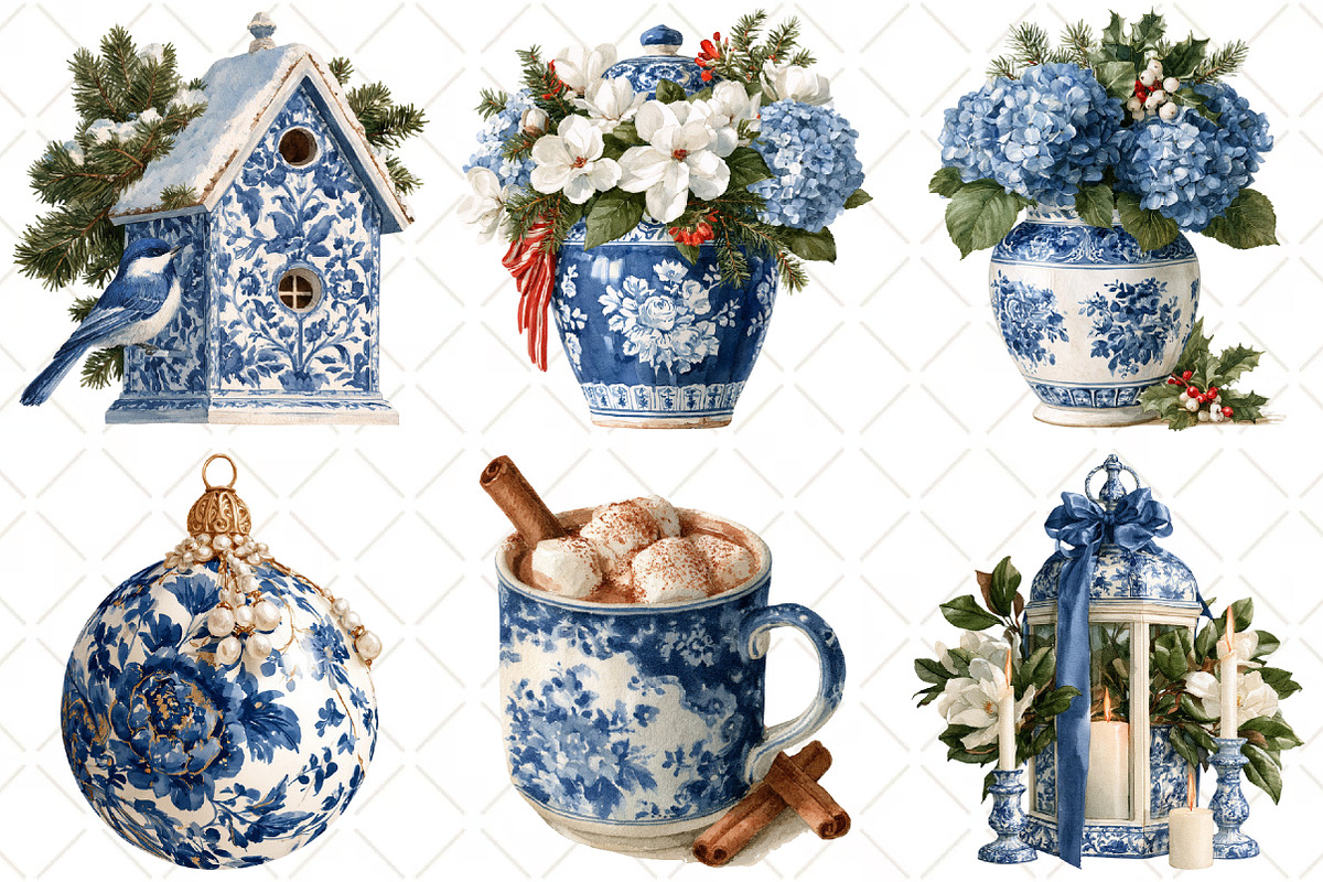 Watercolor Grandmillennial Christmas, an Object Illustration by Black Bird Studio (Photo 4 of 7)