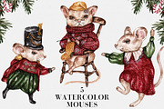 Watercolor Christmas Mouses, an Animal Illustration by Miracles Everywhere (Thumbnail 3 of 6)