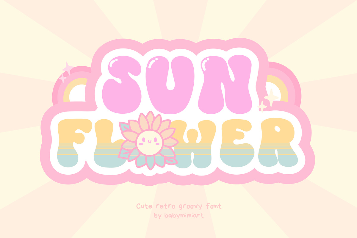 Sunflower Retro Groovy Font, a Handwritten Font by Babymimiart (Photo 1 of 9)
