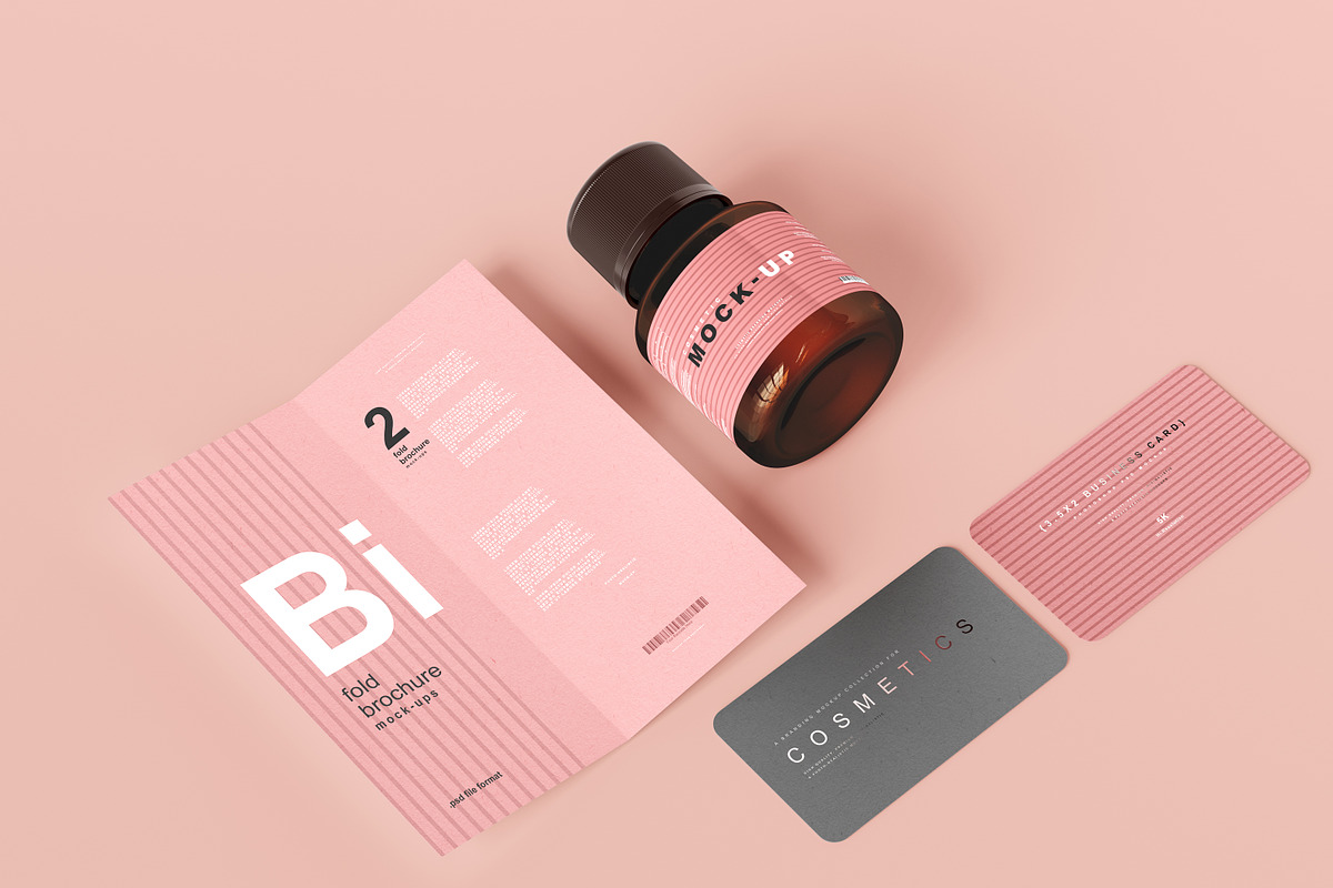 Amber Glass Cosmetic Bottle Mockups, a Cups & Container Mockup by pmvch (Photo 16 of 26)
