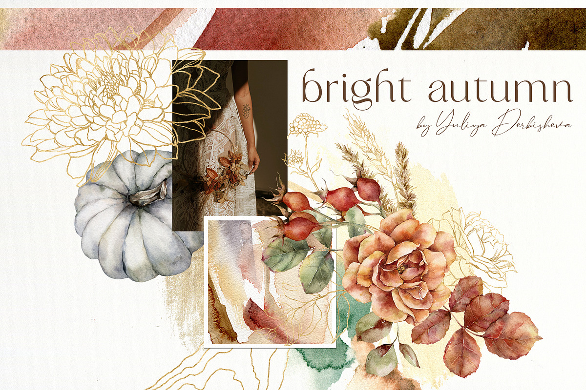 Autumn fall watercolor flowers, a Decorative Illustration by Yuliya Derbisheva (Photo 2 of 13)