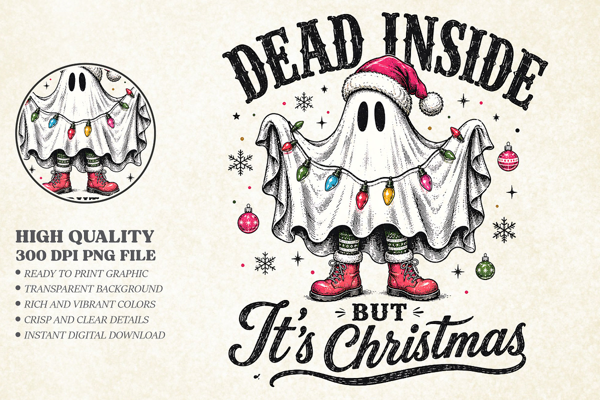 Dead Inside But It's Christmas PNG, a Seasonal Illustration by Libby Wishes (Photo 1 of 4)