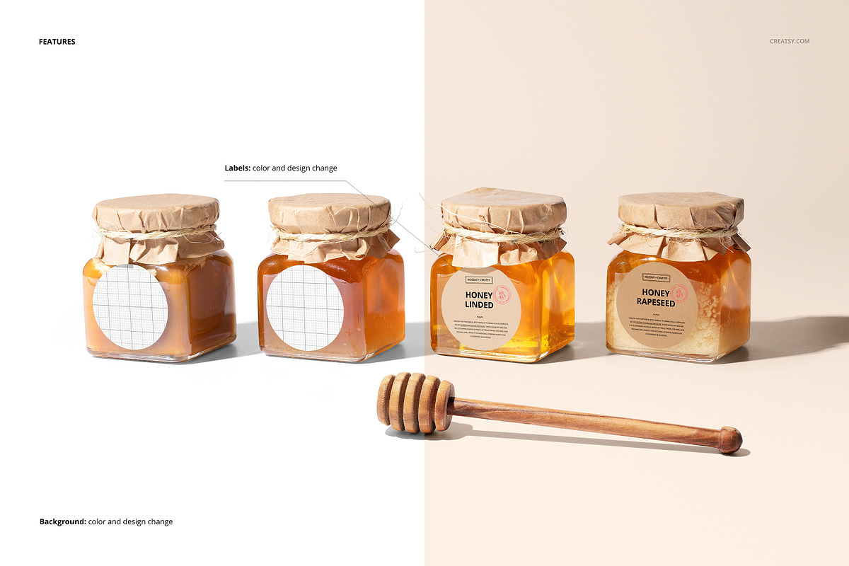 Honey Jar Label Mockup, a Merchandise Mockup by creatsy5 (Photo 3 of 4)