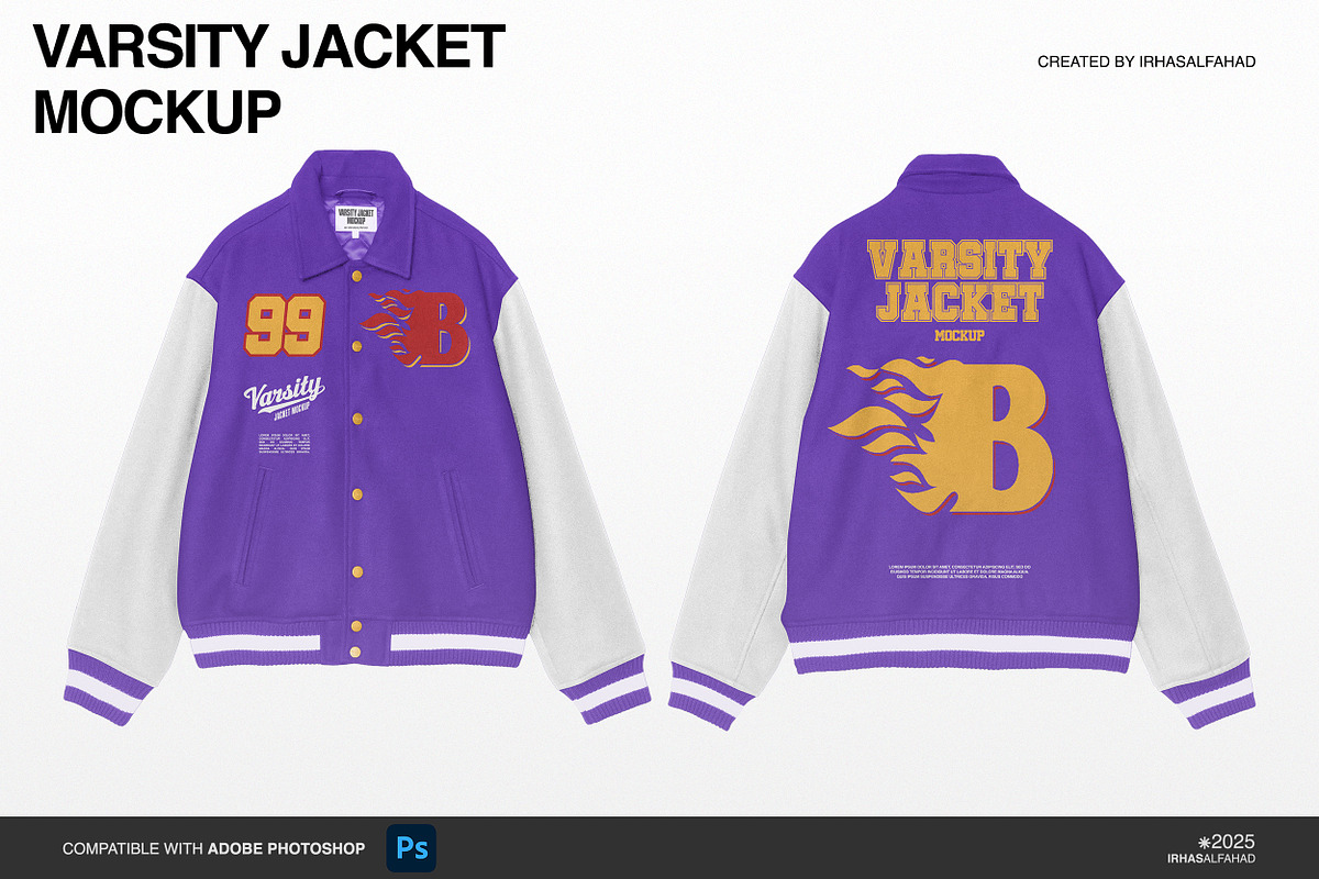 Varsity Jacket Mockup, a Hoody Mockup by Irhasalfahad (Photo 2 of 5)