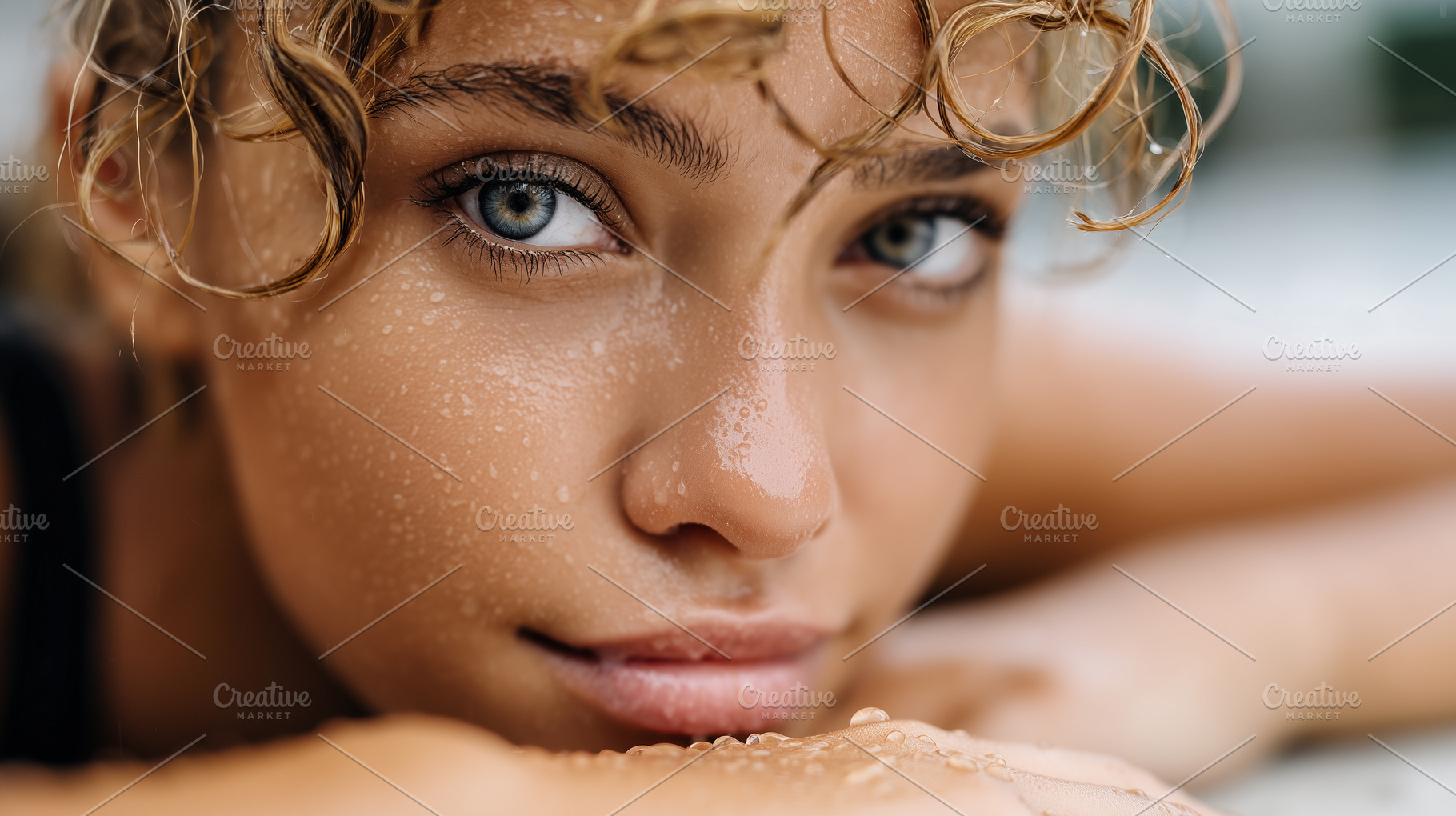 Close up of a young woman with curly, a Person Photo by MistyDay