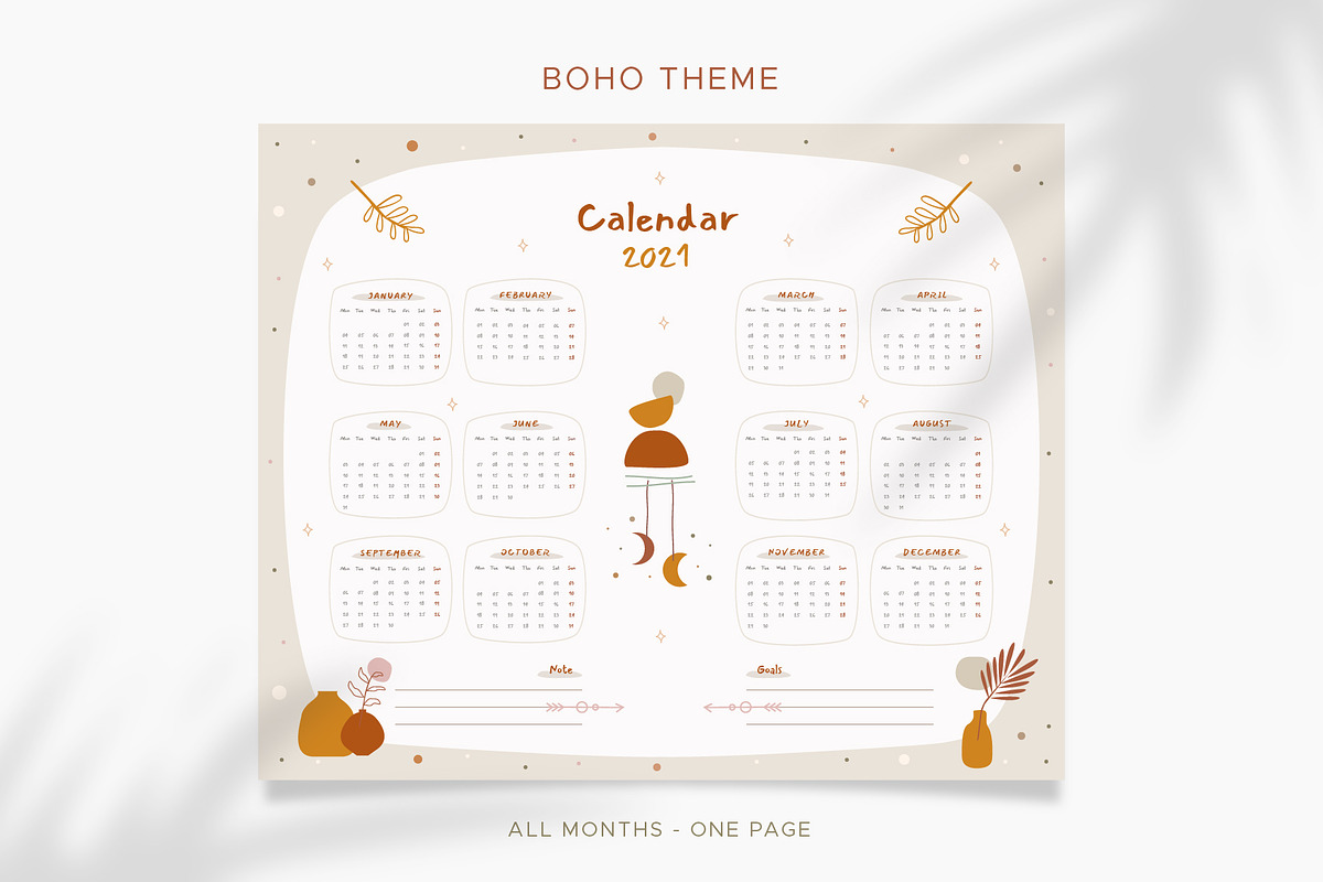 2021 Wall Calendar Cute Illustration, a Templates & Theme by Kalstud (Photo 6 of 8)