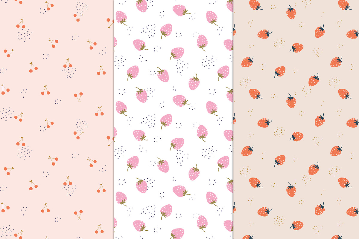 Delicate berry seamless patterns, a Pattern Graphic by Katie Lisker (Photo 3 of 3)