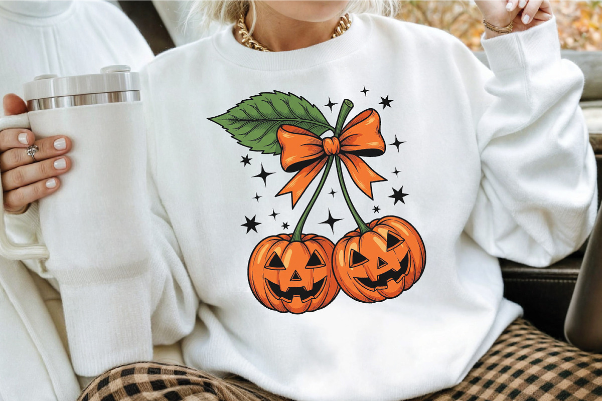 Pumpkin Cherries Halloween Bow Fall, an Illustration by Craft Nest (Photo 3 of 7)