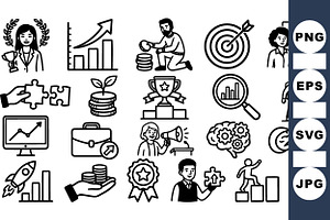 Business Success Icon Set, an Illustration by designvectx