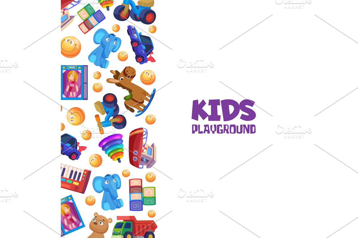 Background with toys. print design, an Illustration by Onyx
